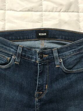 Hudson Jeans Women’s 24 Distressed Dark Blue Super Skinny Denim Cotton Blend